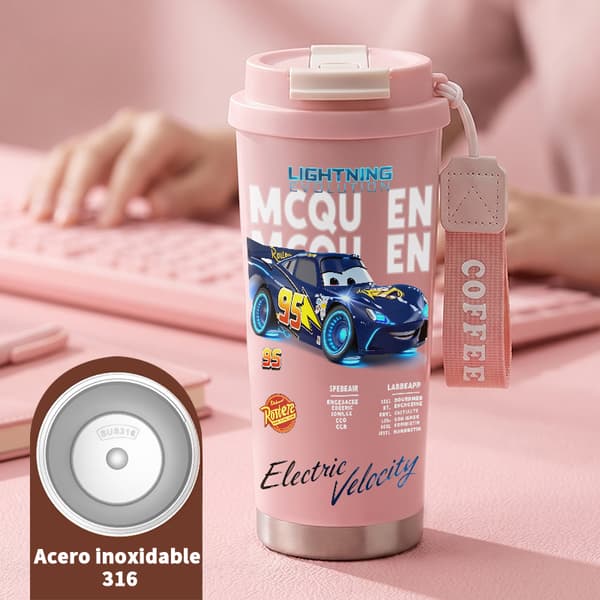 Termisk kaffekopp 500ml 316 rustfritt stål blomsterdesign Pink