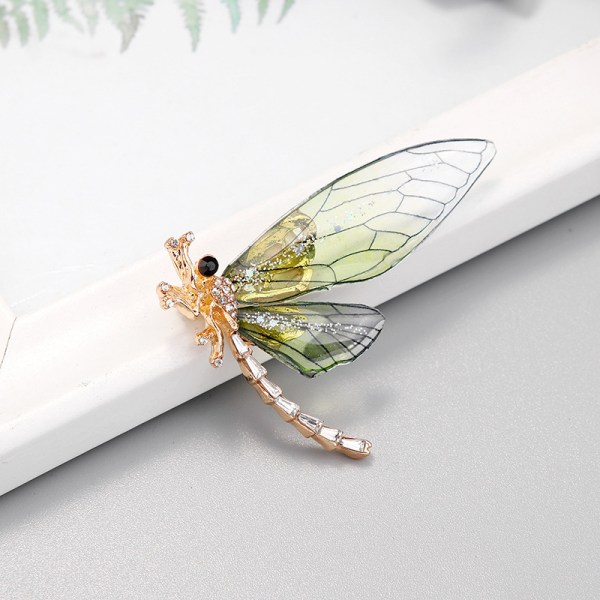 2 stk. Farverige Dragonfly Brocher med Diamanter, Moderigtige og