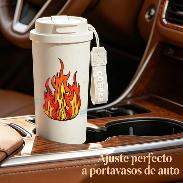 Termisk kaffekopp 500ml rustfritt stål dyredesign White
