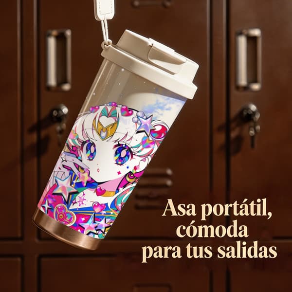 Termosmugg 500ml Rostfritt Stål Söt Design, Isolerad kaffemugg, läckagesäker resemugg med lock White