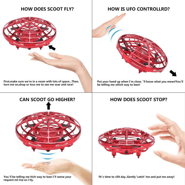 1 bit rött UFO-induktionsgest-flyer fingertoppsgyroskop