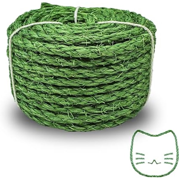 1 bit grönt sisalrep för katter, 6MM * 30m tjockt sisalrep