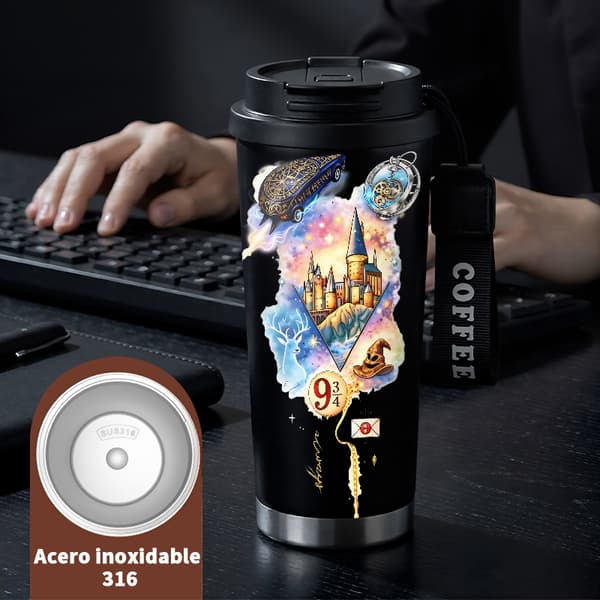 Kaffetermos 500ml 316 Rustfritt Stål Anime Design Black