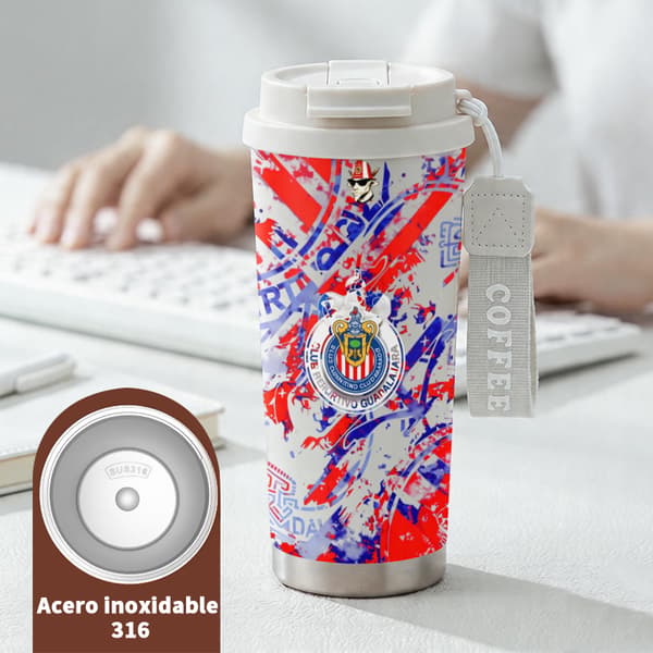 Termisk kaffekopp 500ml for bil med dyreprintdesign White