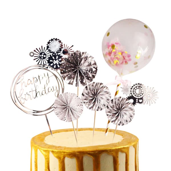 Gull Bursdagskake Dekorasjon Kake Topper, Rose Bursdagskake