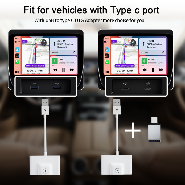 1 st  Används för iPhone Carplay original bil trådbunden till trådlös