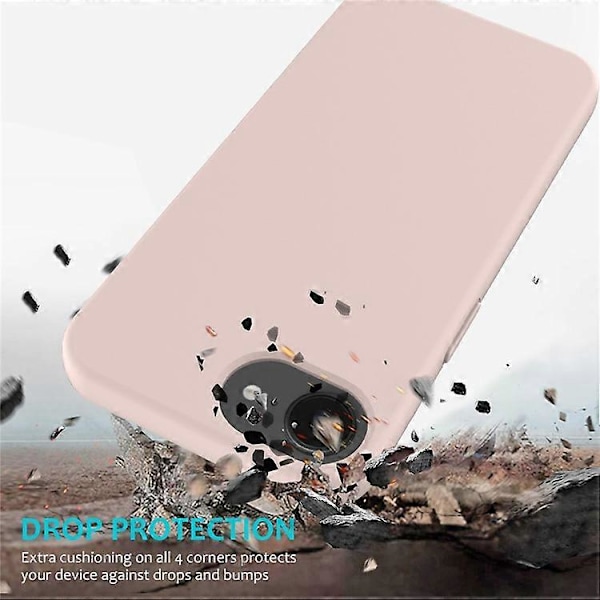 Kompatibel iPhone 16e Case Stødsikker Flydende Silikone Blød Foring Bagside Telefon Cover Pink