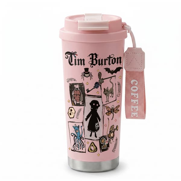 Bærbar kaffetermos 500 ml rustfritt stål kunstnerisk design Pink