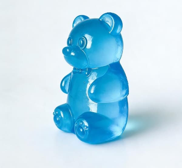 Gummy Bear - Sensorisk Fidget Legetøj med Gelé-lignende Fyld - 3,5\" Høj - Blå Blue