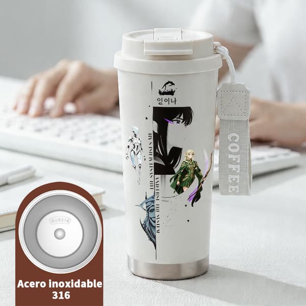 Termoskaffeemugg 500ml Rostfritt Stål Halloween Design, Isolerad kaffemugg, läckagesäker resemugg med lock White