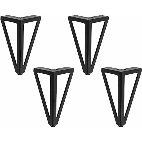 4 sorte møbelben køkkenfødder, 6/15 cm trekantede sorte møbelskabsben, DIY-erstatning sort til sofaben, sofabord, A
