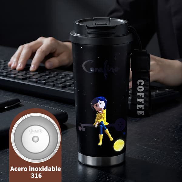 Kaffetermokande 500ml 316 Rustfrit Stål Farverigt Design Black