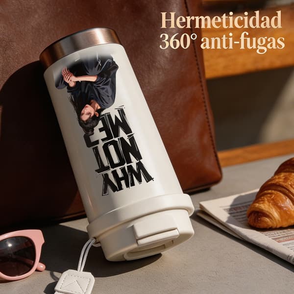 Termosmugg 500ml Rostfritt Stål Trendig Design, Isolerad kaffemugg, läckagesäker resemugg med lock White