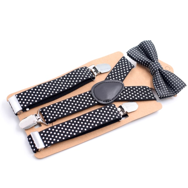 Suspenders og Sløyfe Sett - Elastisk Polka Dot Trykk - Menn