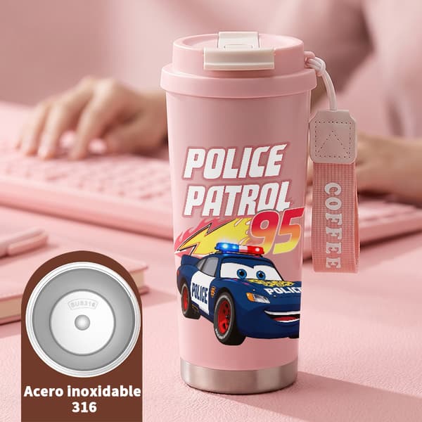 Bærbar kaffetermos 500ml 316 rustfritt stål kunstnerisk design Pink