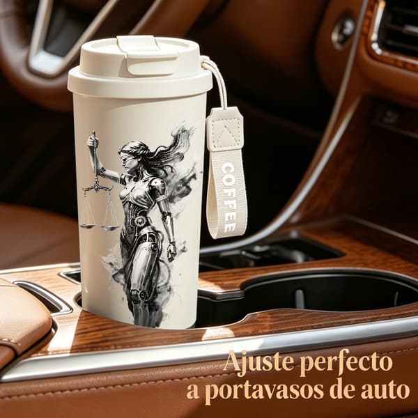 Kaffetermos 500ml 316 Rostfritt Stål Modern Design, Isolerad kaffemugg, läckagesäker resemugg med lock White