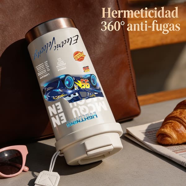Termisk kaffekopp 500ml 316 rustfritt stål blomsterdesign Black