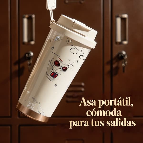 Kaffetermos 500ml 316 Rostfritt Stål Retro Design, Isolerad kaffemugg, läckagesäker resemugg med lock White