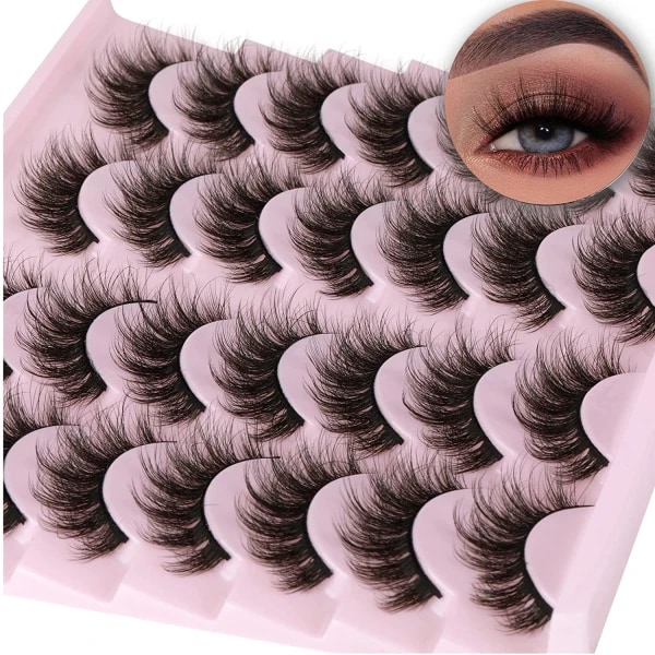 10 par fluffiga ögonfransar, naturliga fransar, 7D volym 12 mm lösögonfransar