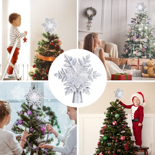 Lysende juletretopp med hvit snøfnuggprojektor, LE