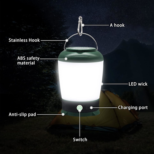 1 stk. Udendørs Campinglampe LED Lampe Multifunktionel Teltslampe