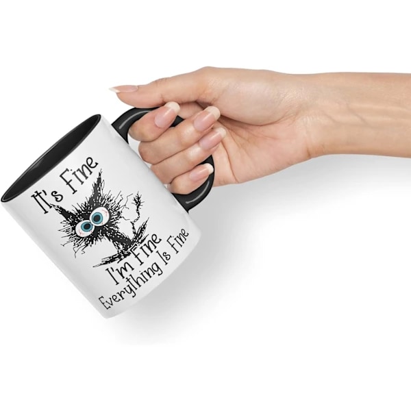 It's Fine I'm Fine Everything is Fine Cat Joke Coloured Mug Gift Birthday Work Office Christmas Tea Coffee