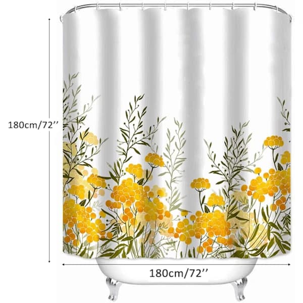 Duschdraperi, tygduschdraperi fodrat gult blommigt Sh,A