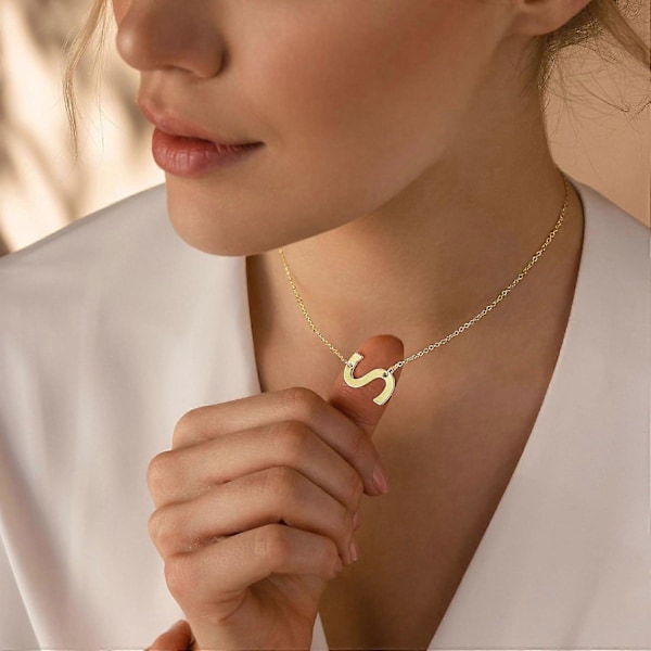 Guld Initial Halsband för Kvinnor - 14k Guldpläterade Stora Bokstavs Hängen Halsband för Kvinnor Trendiga Smyckesgåvor Y