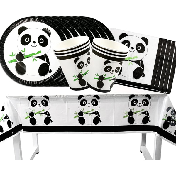 41 stykker panda festartikler, service, paptallerkener,