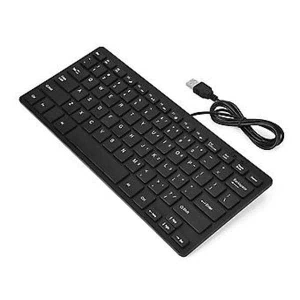 78 Taster Ultratyndt Mini USB-kablet Tastatur til Stationær Computer Laptop PC (Sort), A