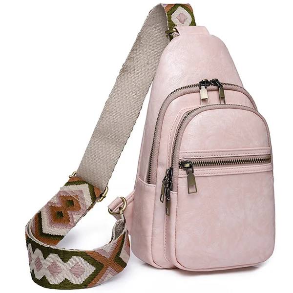 Bröstväska för kvinnor Sling Bag Liten Axelväska Dagsryggsäck Gitarrrem Plånbok PU-Läder Satchel Axelväska Stor Slingryggsäck
