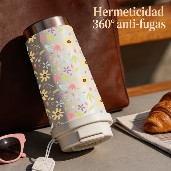Termisk kaffekopp 500ml rustfritt stål geometrisk design Black