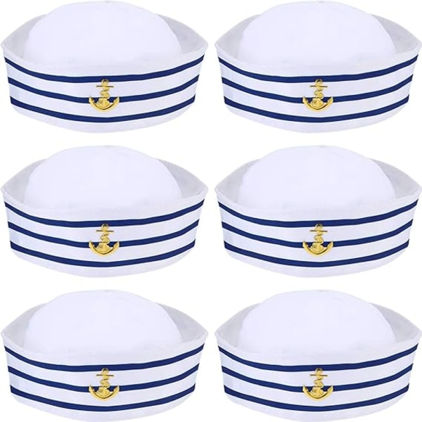 6 delar blå och vita sjömansmössor sjömansmössor för barn
