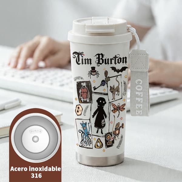 Bærbar Kaffe Termokande 500ml Rustfrit Stål Kunstnerisk Design White