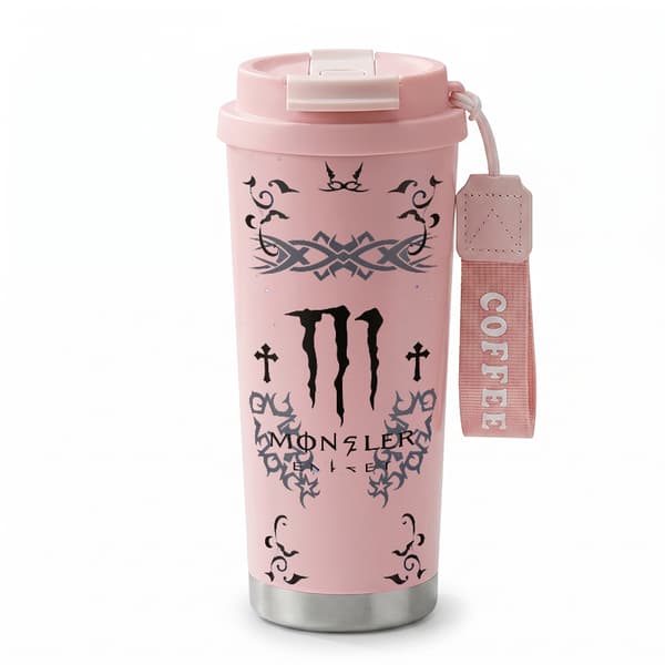 Kaffetermos 500ml 316 Rustfritt Stål Grafisk Design Pink