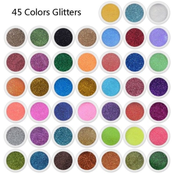 45 farger Resin Pigment Mica Powder Glitters Sequains Nail