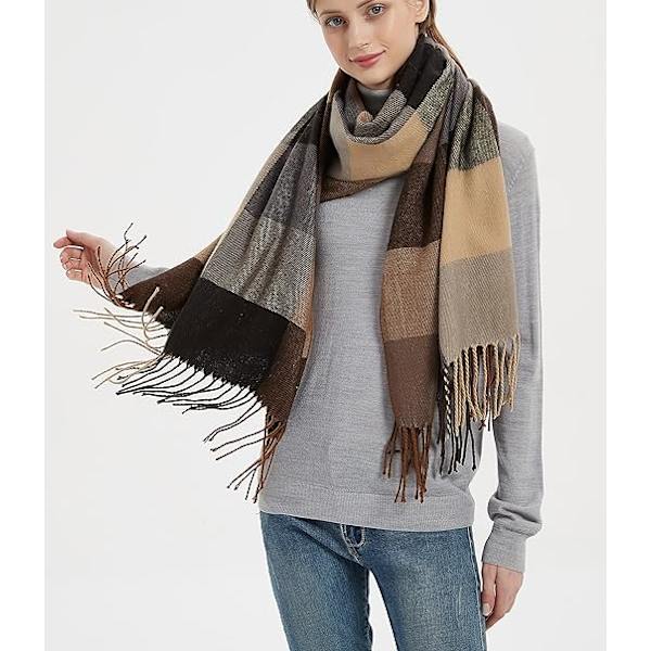 Dames Mode Lang Sjal Stor Gitter Vinter Varm Gitter Stor
