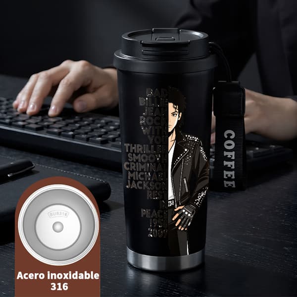 Termokaffekrus 500ml Lufttæt Låg Minimalistisk Design Black