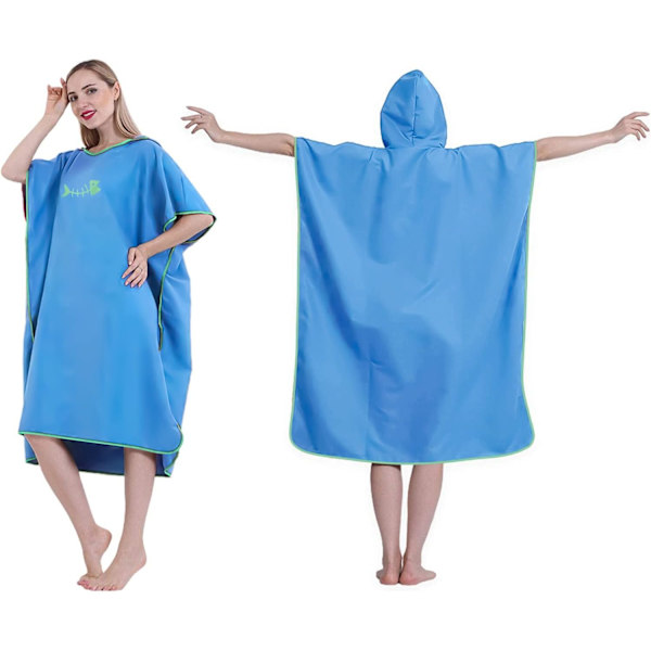 1 stk Oversized Mikrofiber Hurtigtørrende Hætteponcho Badehåndklæde til