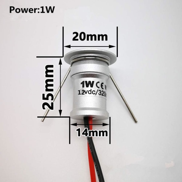 9 kpl 12V 1W Pieniä Uppoasennettavia LED-Valaisimia Keittiön Portaisiin