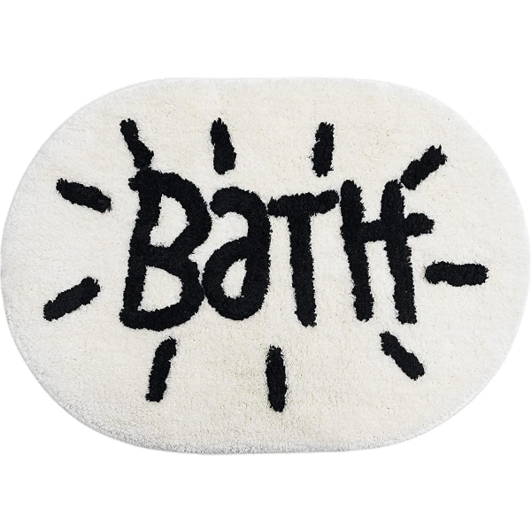 Vit badrumsmatta och söt oval matta badmatta kompatibel med Ljusblå M