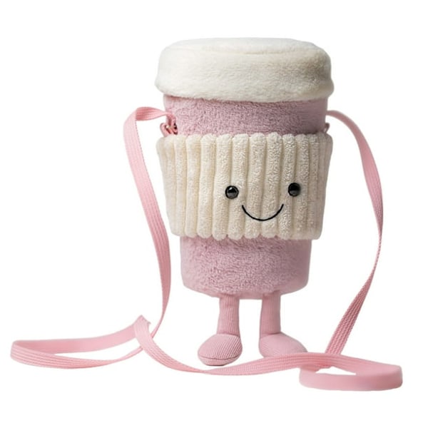 Jellycat Amuseables Coffee-To-Go Rosa Veske Kosedyr|7,1 tommer