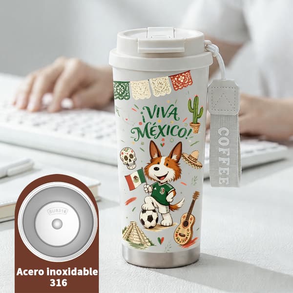 Termoskaffemugg 500ml Rostfritt Stål Konstnärlig Design, Isolerad kaffemugg, läckagesäker resemugg med lock White
