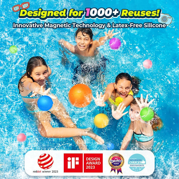 12 st Återanvändbara Vattenballonger, Pool Strand Vattenleksaker för Pojkar och Flickor, Magnetisk Vattenboll för Utomhusaktiviteter