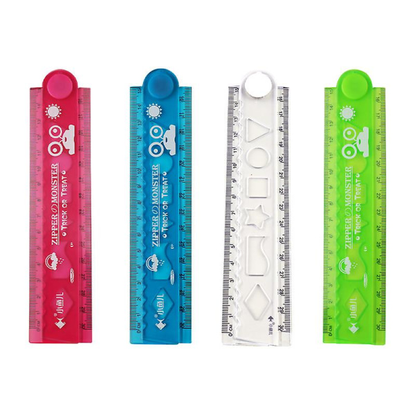 4 Pieces Plastic Folding Ruler Ruler 30cm Unbreakable Flexible Ruler Transparent Rulers Smooth Straight Ruler Double Sided Geometric Rulers Multifunct