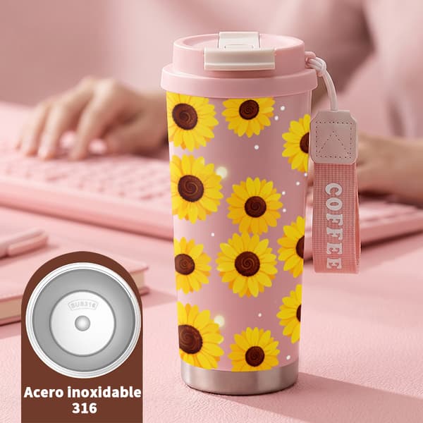Kaffetermos 500ml Rustfritt Stål Moderne Design Pink