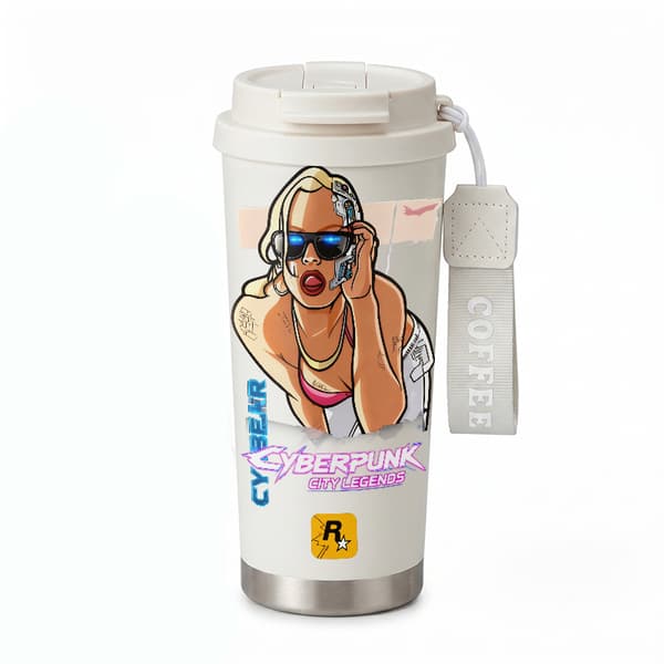 Kaffetermos 500ml Rustfritt Stål Festlig Design White