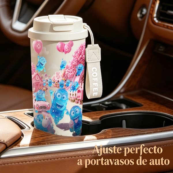 Bærbar Kaffe Termos 500ml 316 Rustfritt Stål Halloween Design Pink