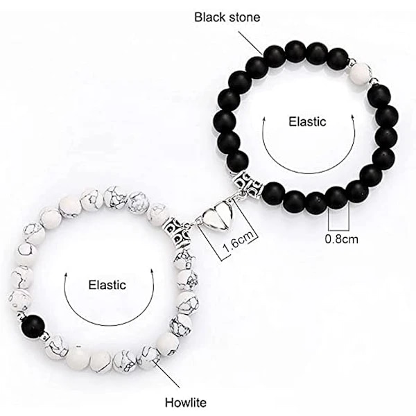 Matchande pararmbånd for par kjæreste hjerte magnet gjensidig tiltrekning evig kjærlighet