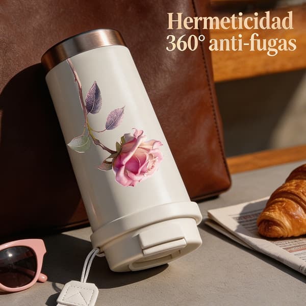 Kaffetermos 500ml Rustfritt Stål Militær Design Pink